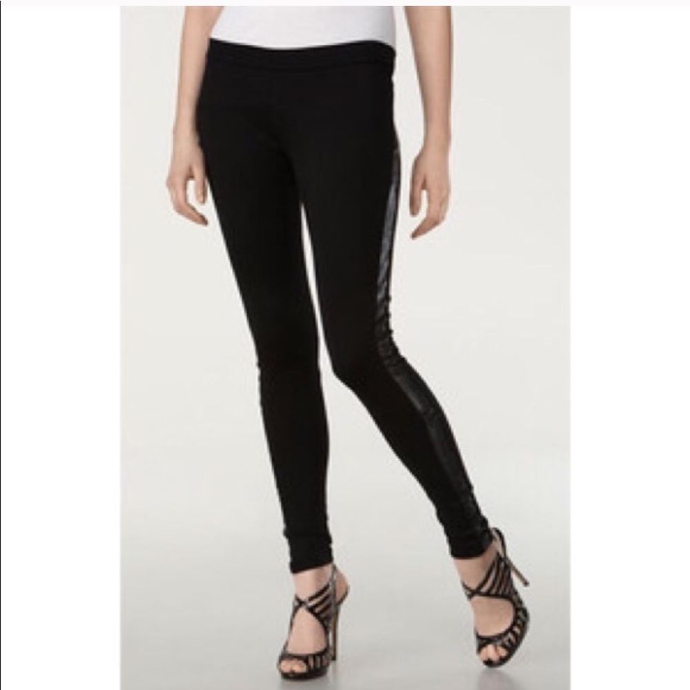 Alice & Olivia Legging pants w/ leather paneling